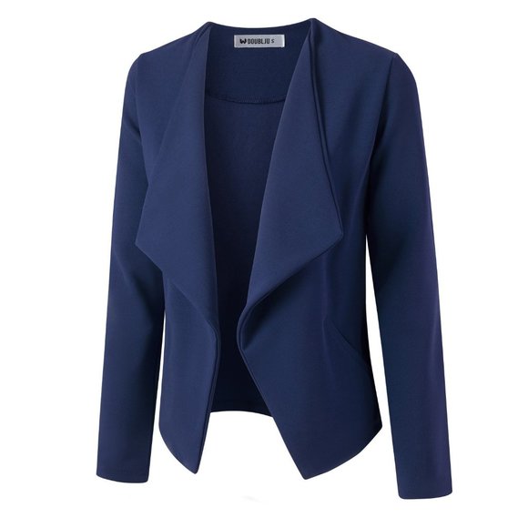 Basic Casual Navy Open Front Blazer Cardigan - Picture 2 of 6